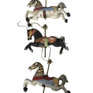 3 Classic Collectible Horse Porcelain Ornament in original tin